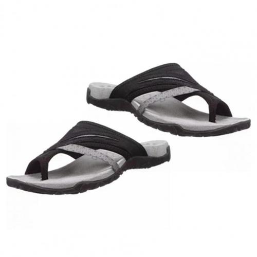 1 Pair Women Flip Flops Casual Anti-slip Rubber T-Strap Open Toe Comfort Sandals for Beach: black / 39