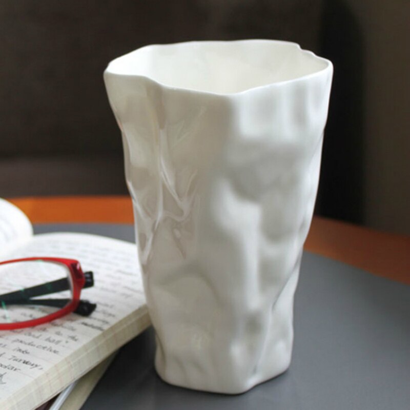 Kunst krøllet kaffekrus bpa blyfri benporcelæn hvid origami canecas tazas para cafe limonade kaffe kop xicara