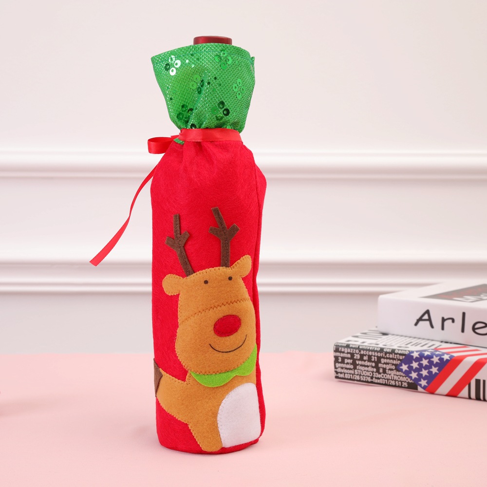 Christmas Decorations Santa Claus Wine Bottle Covers Snowman Champagne Bags Sequins Xmas Home Dinner Party Table Decors: Light Grey