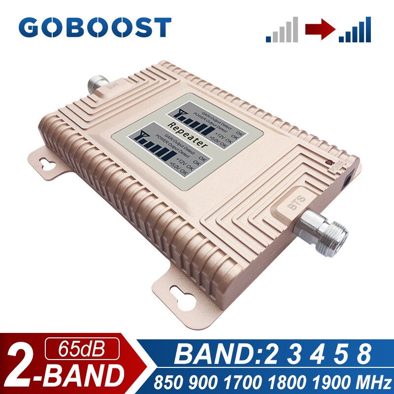 GOBOOST Cell Phone Signal Booster 2G 3G GSM 850 UMTS 2100 LTE 1700 1800 1900 MHz Cellular Amplifier Dual Band Repeater