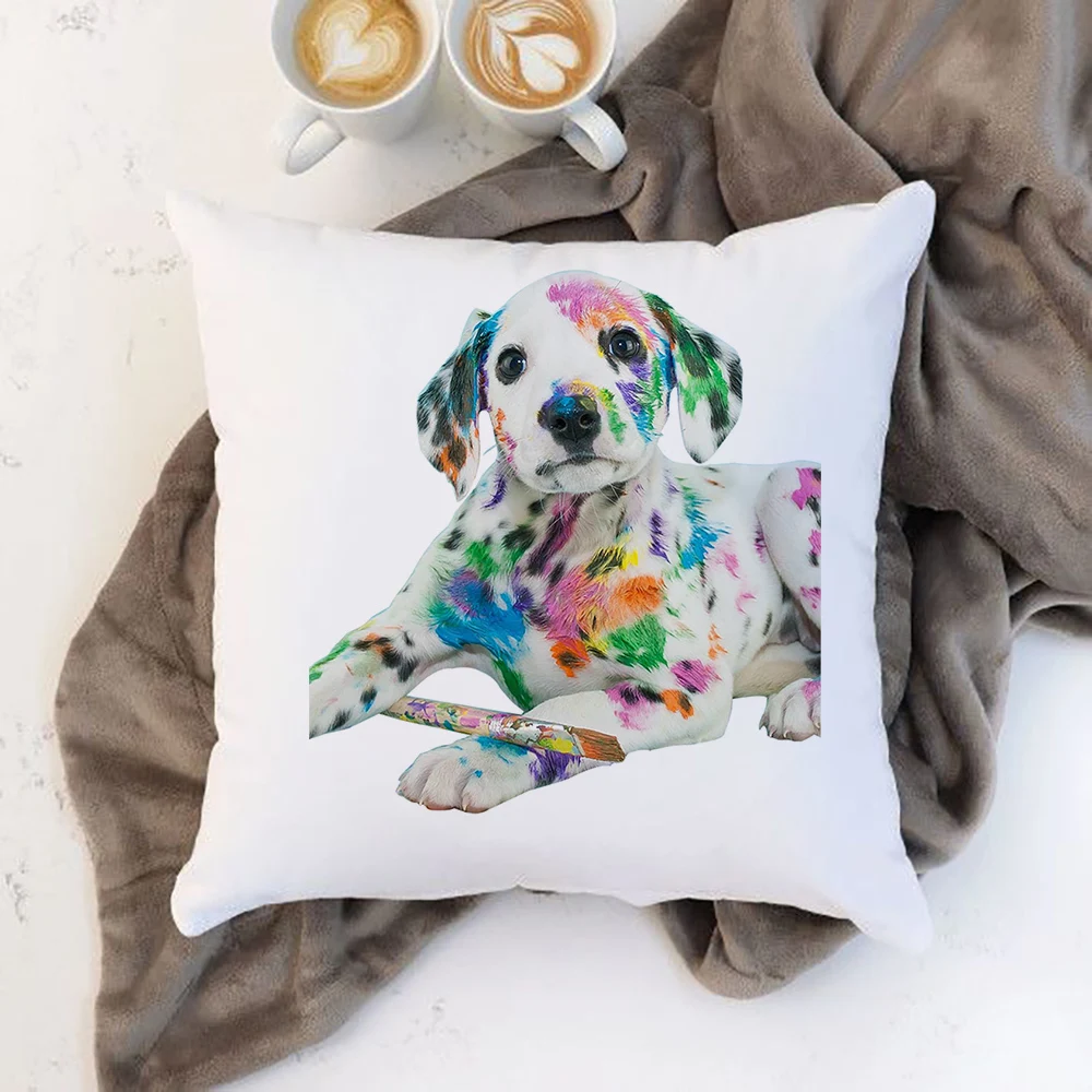Housse de coussin colorée pour chien, bouledogue, coussin de jardin, lit de maison, chaise carrée