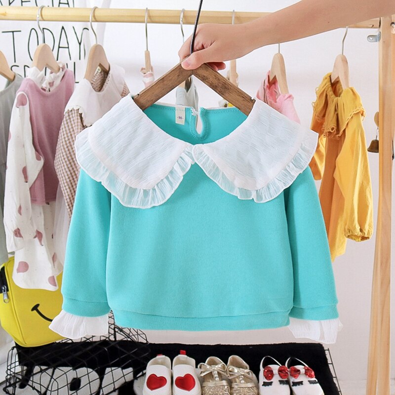 Korean Foreign Style Girls' Print Long Sleeve Top And Sweater Soft cotton T-shirts Tops Clothes Suitable For Playing Outside