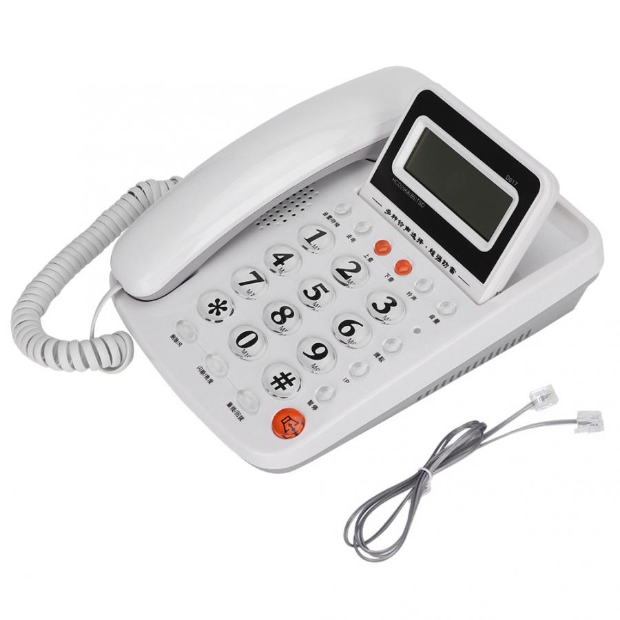 D017 Screen Display Home Telephone Desk Phone for Home Office Desktop Telephone White Telephone