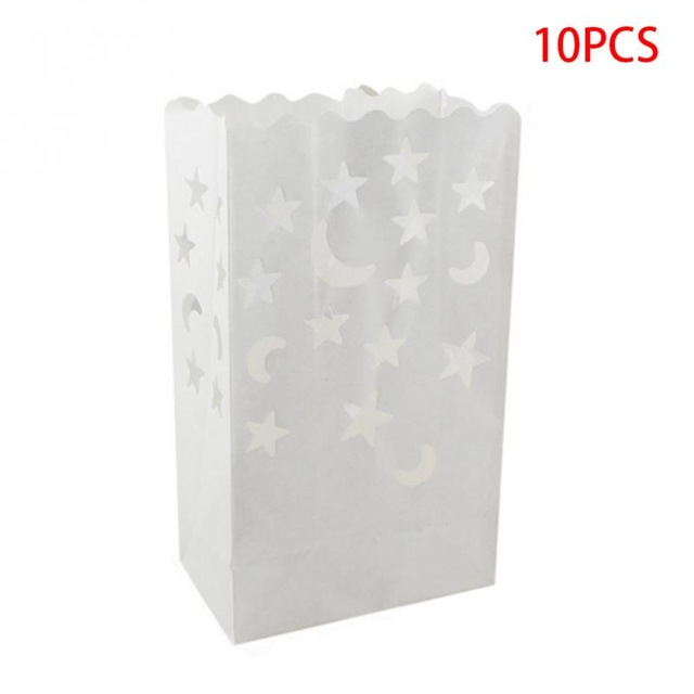 10Pcs Wedding Hart Licht Houder Papieren Lantaarn Kaars Zak Thuis Romantische Bruiloft Decoratie Valentijnsdag Levert: Star Moon