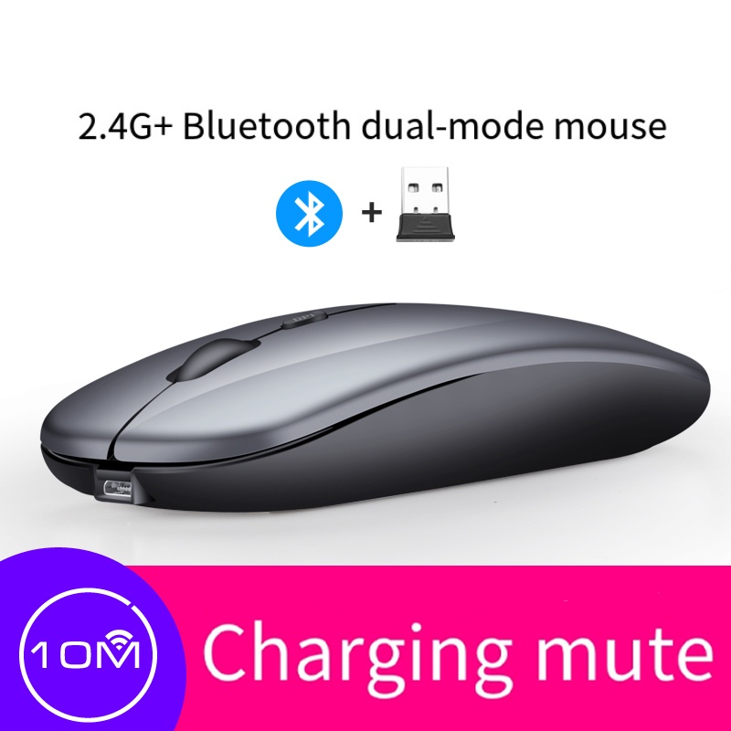 Drahtlose Bluetooth 5.2 Leuchtende Maus USB-Aufladung 2,4 GHz Drahtlose Maus 1600 DPI Tragbare Gaming-Maus für Tablet-Telefon-Computer: WHITE