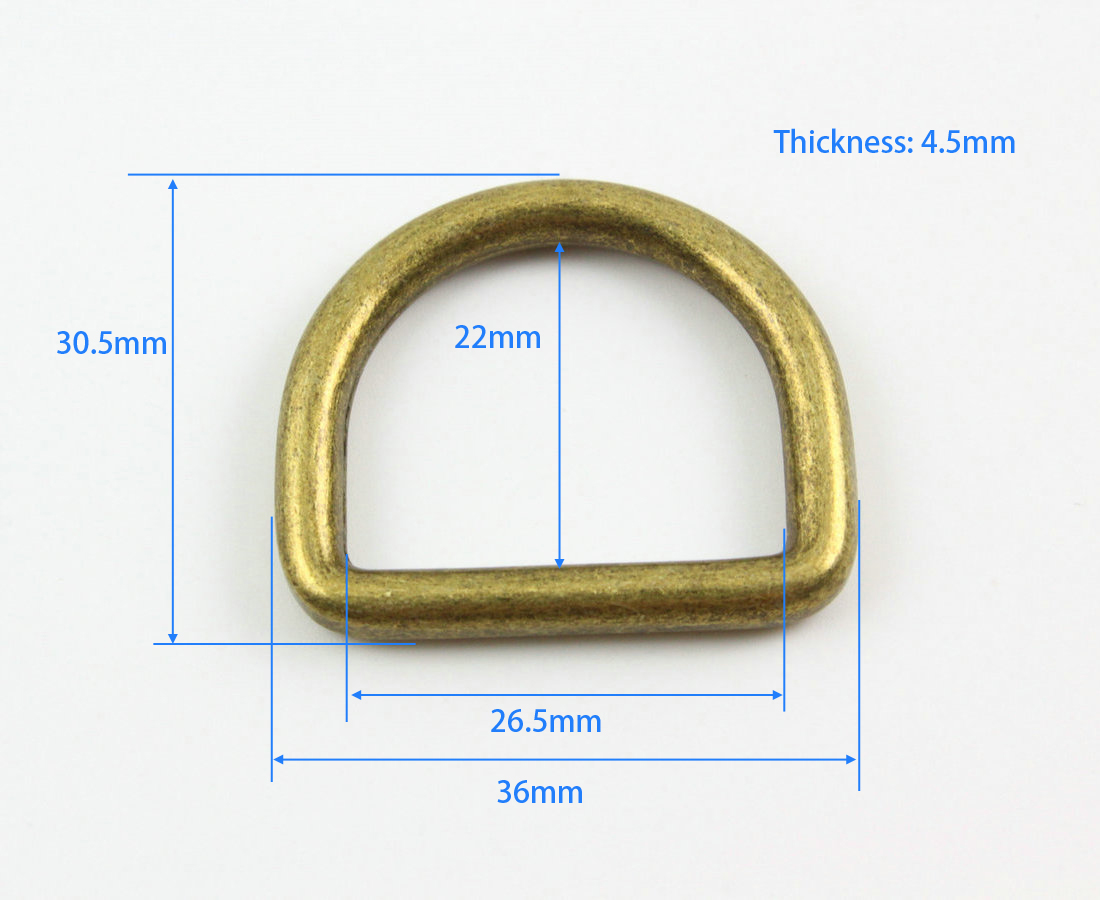 20 Stuks 26.5mm Antiek Messing Kleur Gelaste Metalen D Ring Voor Purse Handtas