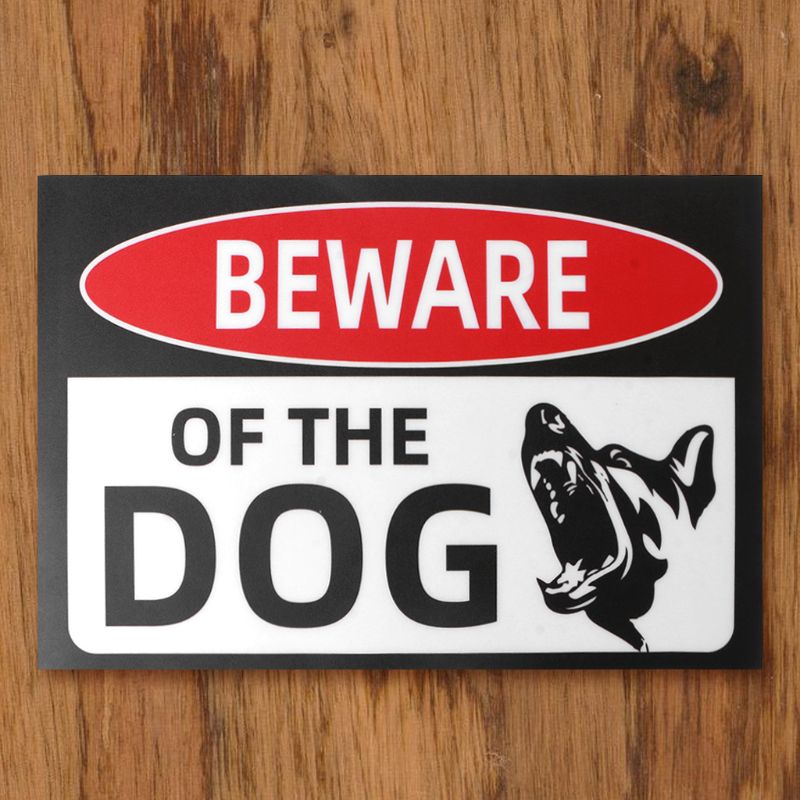 Indoor Outdoor Adhesive Warning Security Dog Beware of Dog Sign Gates Stickers