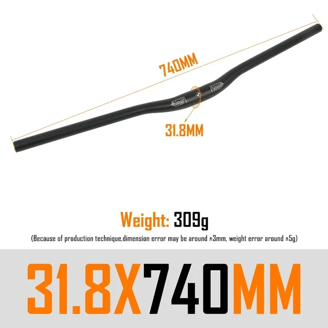 UNO-Manillar de bicicleta recto/ribalón, mango plano de aleación de aluminio para bicicleta de montaña, 640, 680, 720, 740, 760, 780, 800mm, piezas de bicicleta: Negro