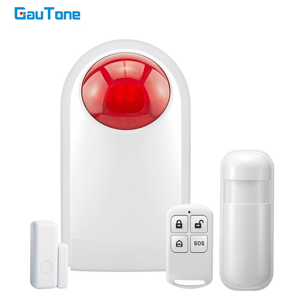 GauTone 433MHz Flashing Alarm Wireless Siren Sensor Indoor for Home Security GSM Alarm System Connect to PIR Remote Control