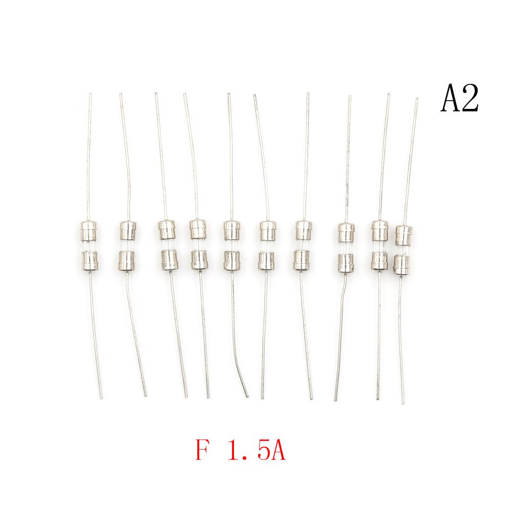 10 teile/los 1A/1.5A/2A/3A/5A 250V Doppel eisen kappe Axial Langsam Glas sicherung mit blei draht Mix Set 3,6*10mm: 2