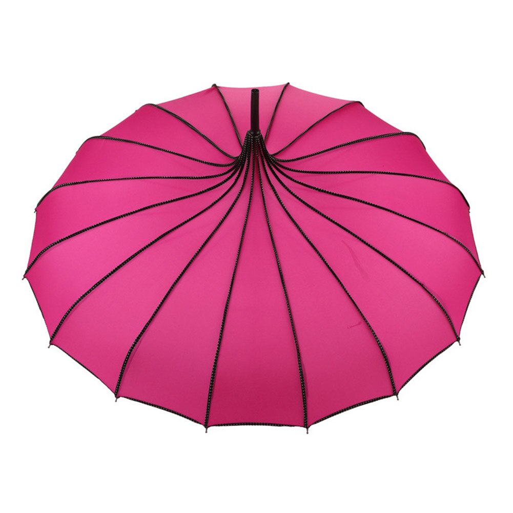 Vintage Pagoda Umbrella Bridal Wedding Party Sun Rain UV Protective Umbrella NW: Rose Red