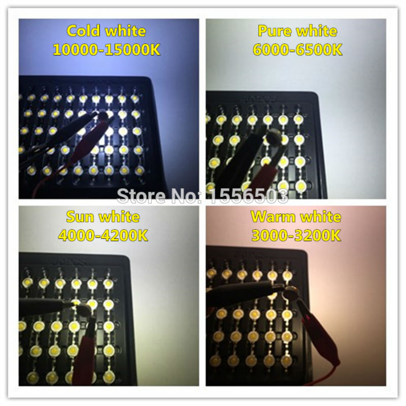 100 stk 1w 3w ledet dioder chip leds kaldhvit naturhvit varmhvit lilla fiolett isblå cyan fullspekter 6000k 10000k