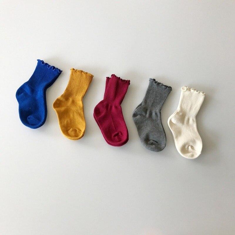 Newborn Infant Baby Solid Color Floor Socks Kids Toddlers Girls Soft Cotton Ruffle Princess Ankle Socks Children Accessories