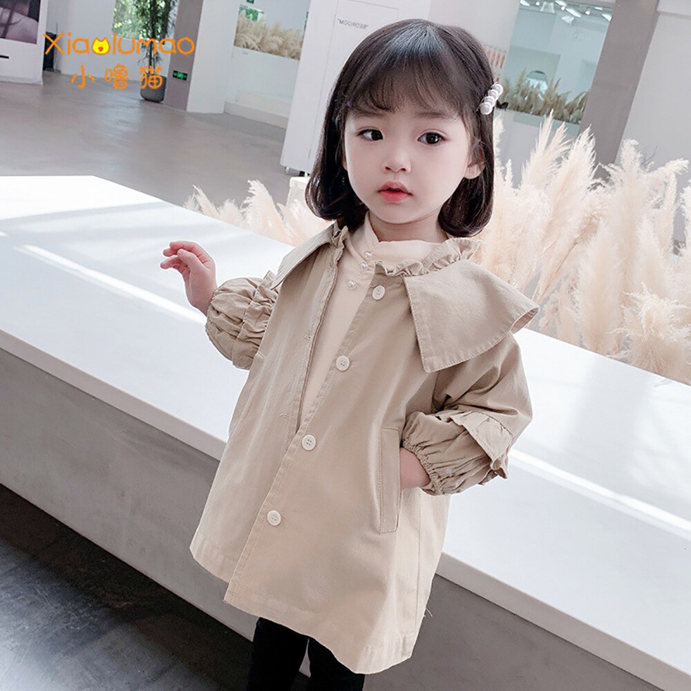 Trenchcoat Kids Kant Stiksels Herfst Jacket Terug Split Effen Kleur Jongen Windjack Voor Meisjes Kinderkleding Mode Kraag