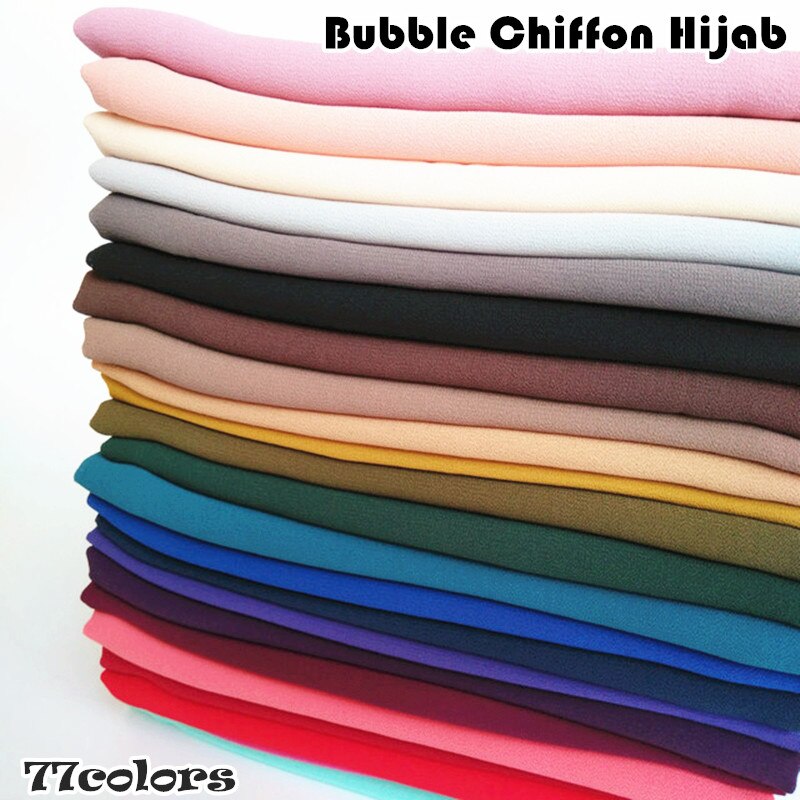 92 Kleur Vlakte Bubble Chiffon Sjaal Effen Kleur Sjaals Hoofdband Populaire Hijab Moslim Sjaals Foulard 10 Stks/partij