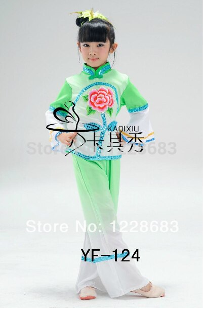 Oude traditionele waaierdans jongere chinese volksdanskostuums voor kinderen meisjes