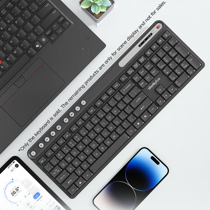 Thinkplus Wireless Light Sound Keyboard K225 Pro Lenovo 2.4G Waterproof Slim Colorful for PC Laptops Notebooks Working