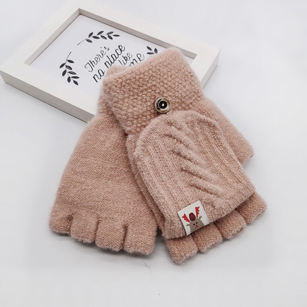 Sale1 Paar Kinderen Kids Mannen Vrouwen Winter Warm Houden Zoete Gebreide Convertible Flip Top Vingerloze Wanten Handschoenen