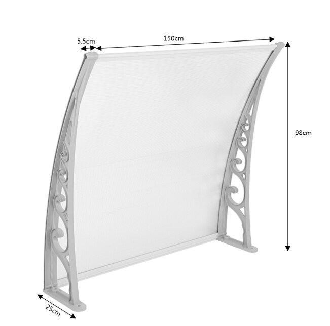 Tür Markise Regen Baldachin Aluminium Fenster Rahmen Vorne Tür Markise DIY Tür Markise Anti UV Sonne Schutz Markisen HWC: 100x150 cm