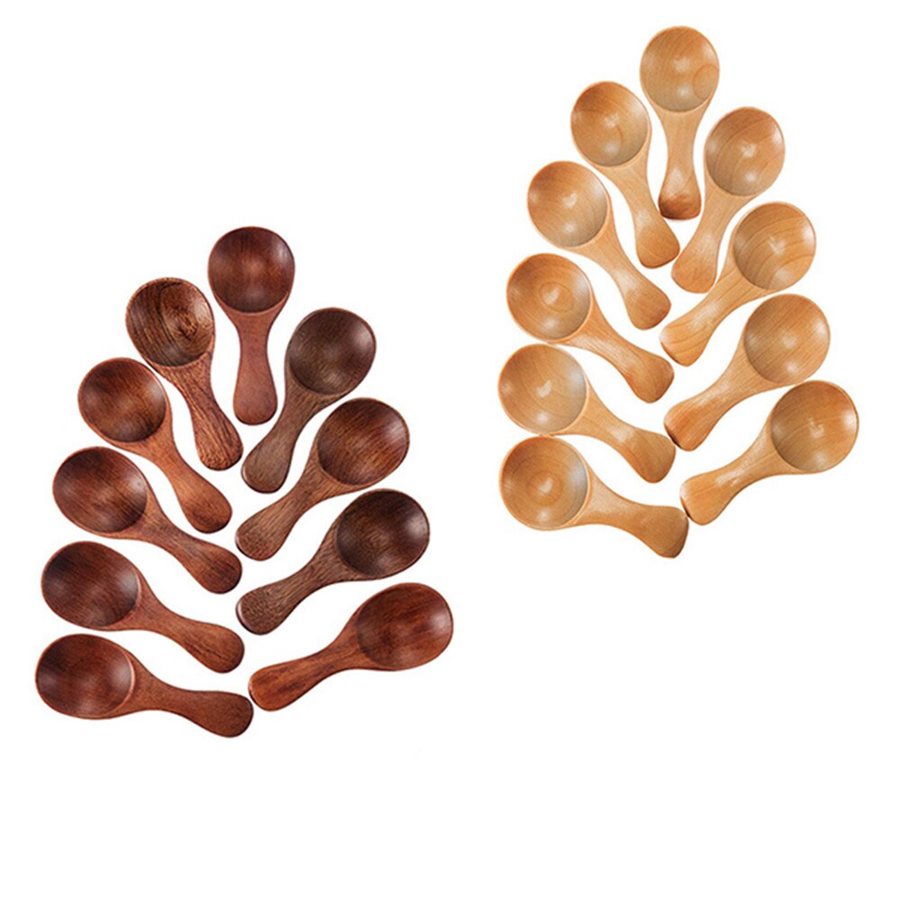 Cuchara pequeña de madera Natural para té, miel, café, condimentos, sal, azúcar, utensilios de cocina