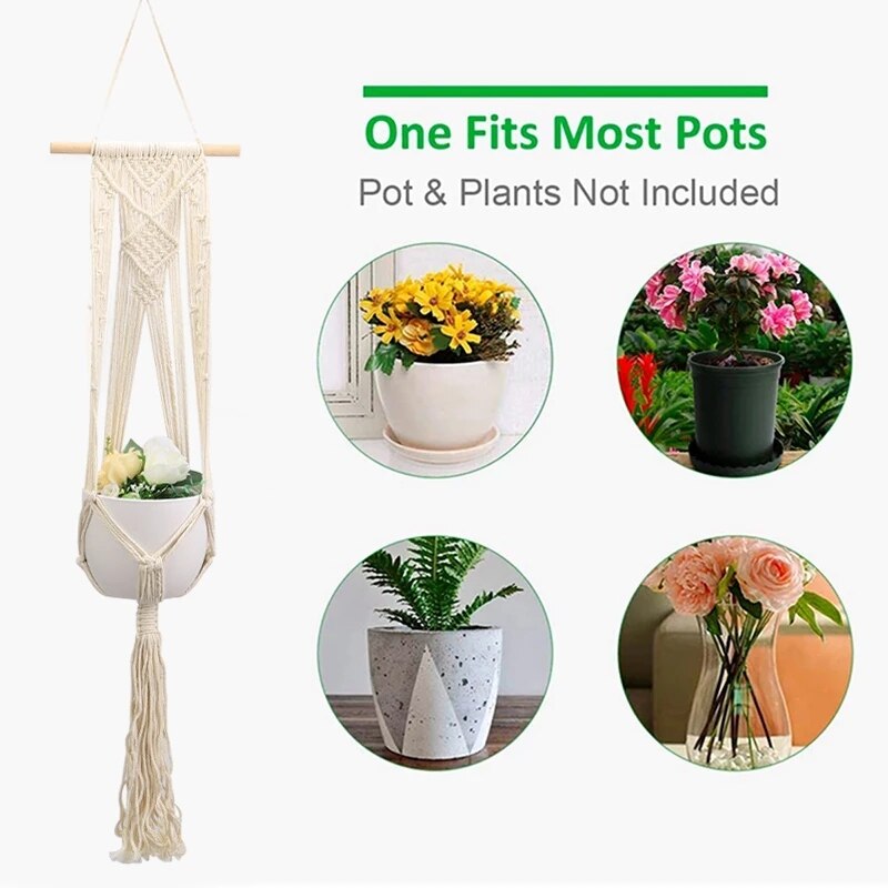 Panier suspendu pour plantes en macramé, fait à la main, Pot de fleurs, décoration murale de maison, panier suspendu de jardin