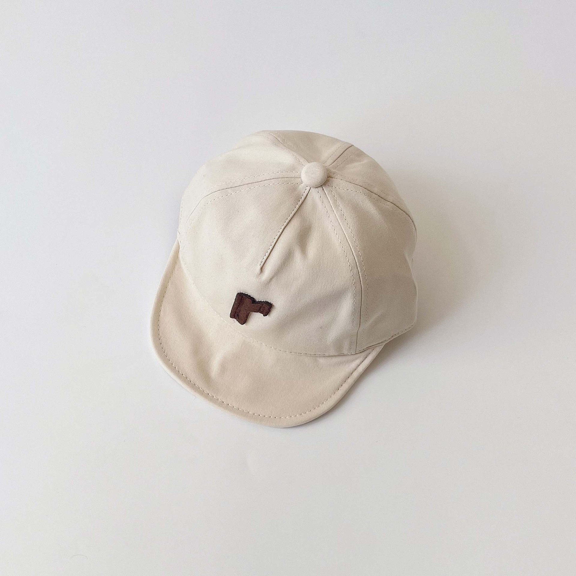 Primavera verão ins estilo 0-2 anos bebê meninos moda bonés crianças simples letras macio brims bonés de beisebol: Bege