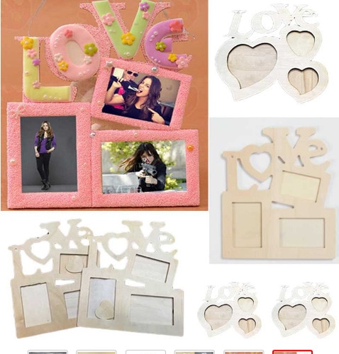 Sneeuw parel klei model LIEFDE frame hout Home Decoratie DIY voor Vriend Kinderen Hart