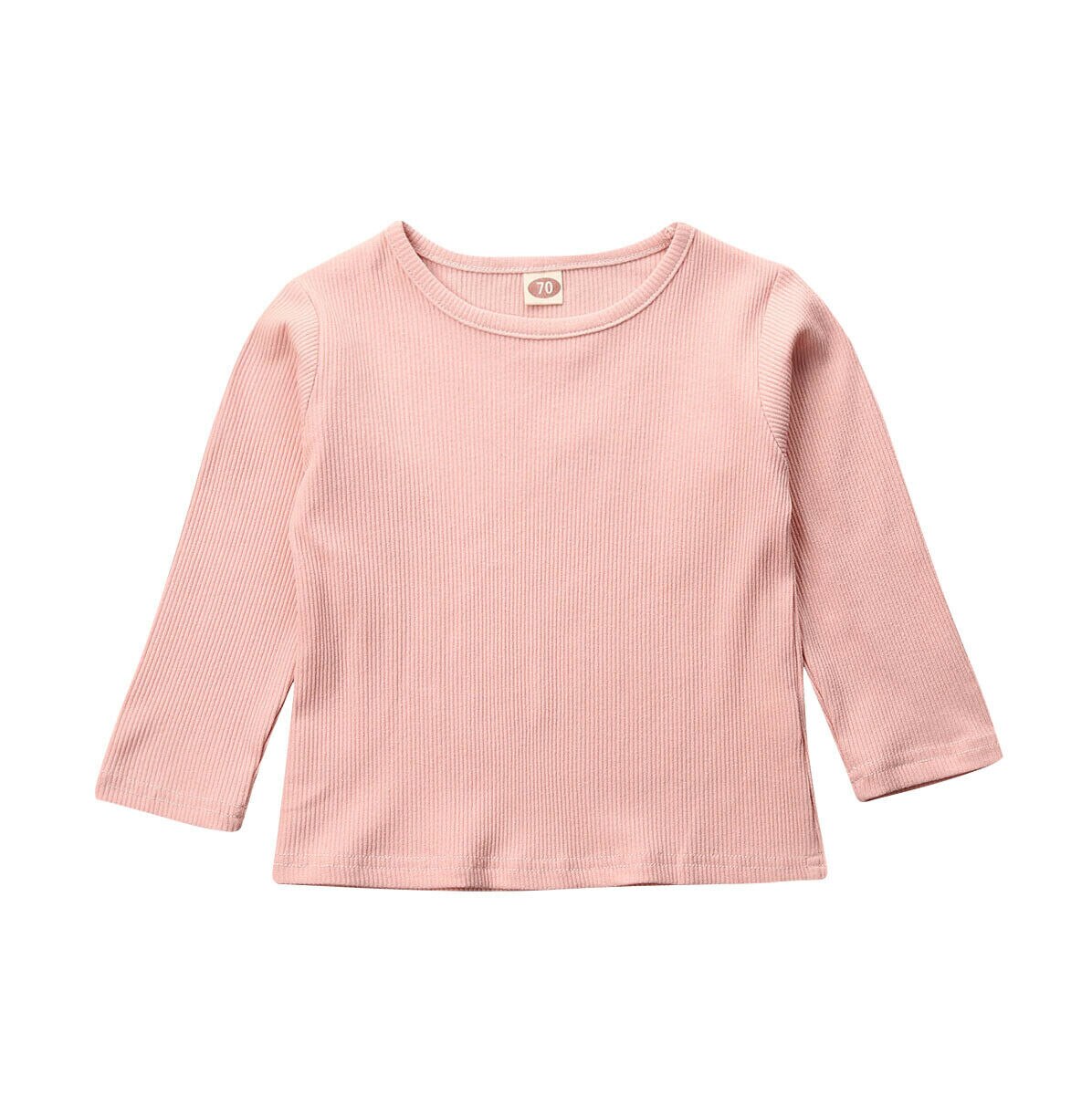 Herfst winter comfortabele baby baby t-shirt met lange mouwen solid warm top pasgeboren jongen meisje kleding: Roze / 3M