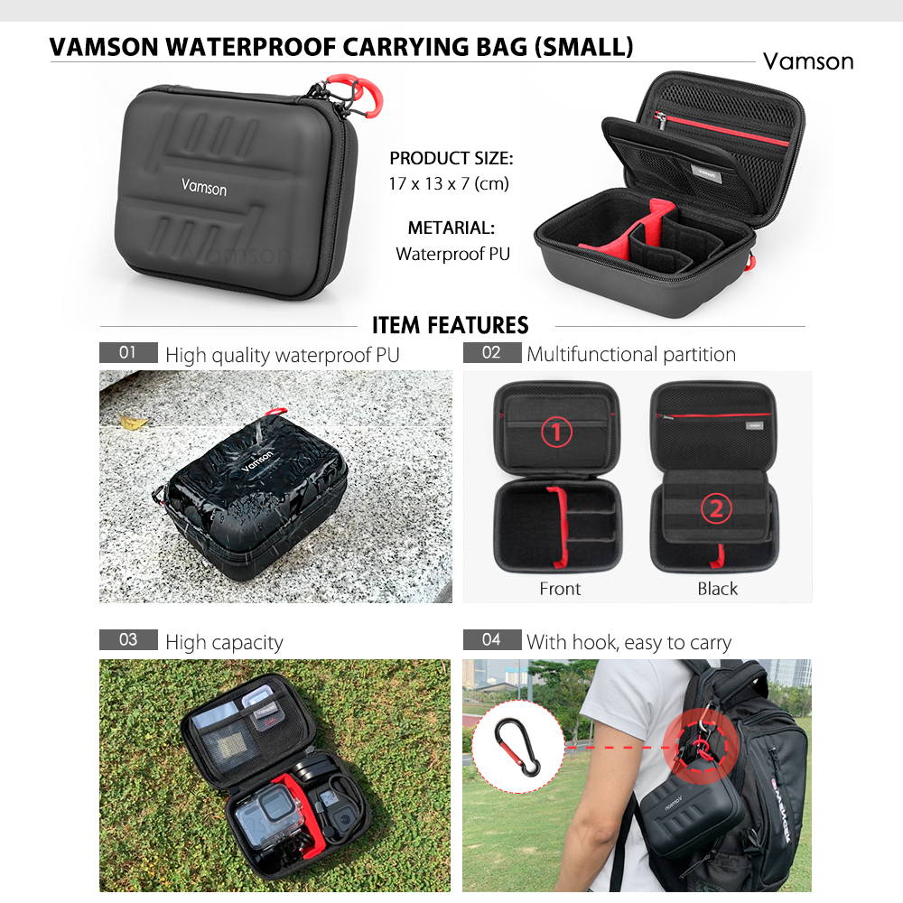 Vamson Voor Gopro Hero 8 Zwart 45M Onderwater Waterproof Case Duiken Beschermende Cover Behuizing Mount Voor Go Pro 8 accessoire VP651