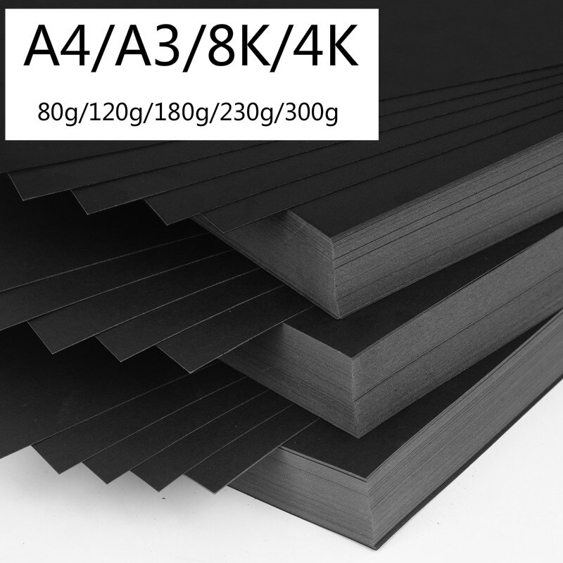 Blank Black Paper Graffiti DIY Handmade Paper A4 A3 8K 4K 80g 180g 300g Craft Paper Cardboard Blank Hand Drawing Sketch Paper