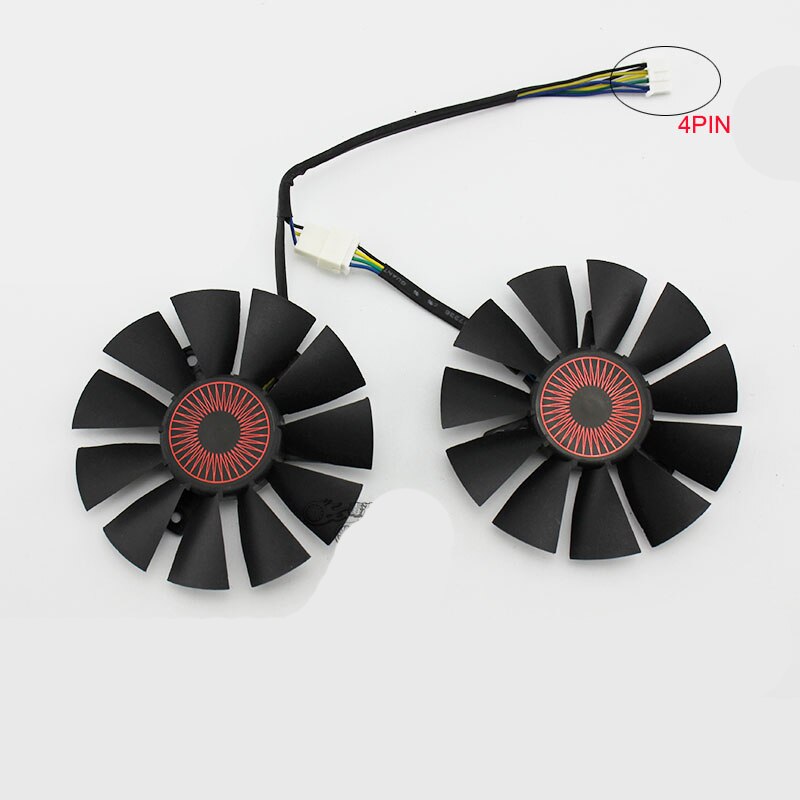 2 kpl  t128010sh fd7010 h 12s 75mm 4 pin gtx 960 gpu tuuletin asus strix gtx 1060 1050 gtx 960 gtx 950 gtx 750ti r9 370 näytönohjaimen tuuletin