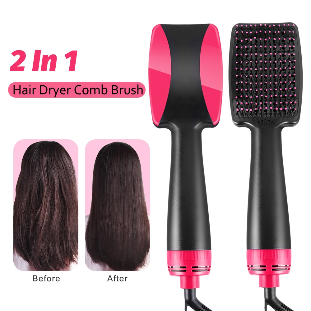 Sèche-cheveux électrique et volumateur 2 en 1 en une étape, brosse sèche-cheveux, peigne lisseur, fer à friser