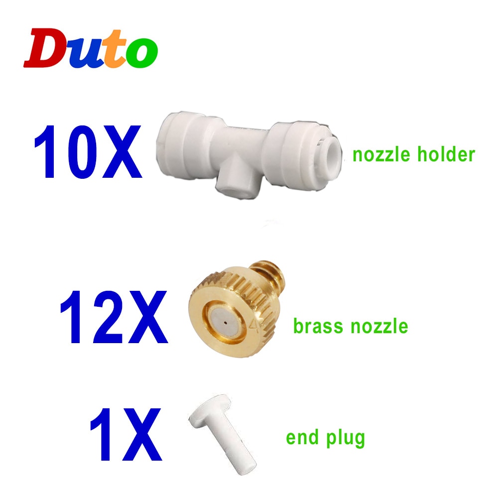 Kits de brumisation bricolage comprenant 12 pièces kits de buses en laiton 10 pièces porte-buse blanc 1 pièces bouchon d'extrémité pour gazebo