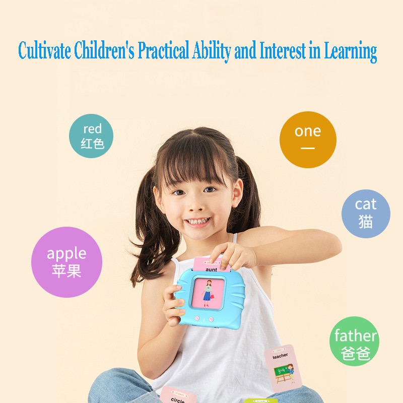 Portable Chinese-English Bilingual Learning Baby Early Education Machine with Sound 112pcs Cognitive Cards Educational Toys