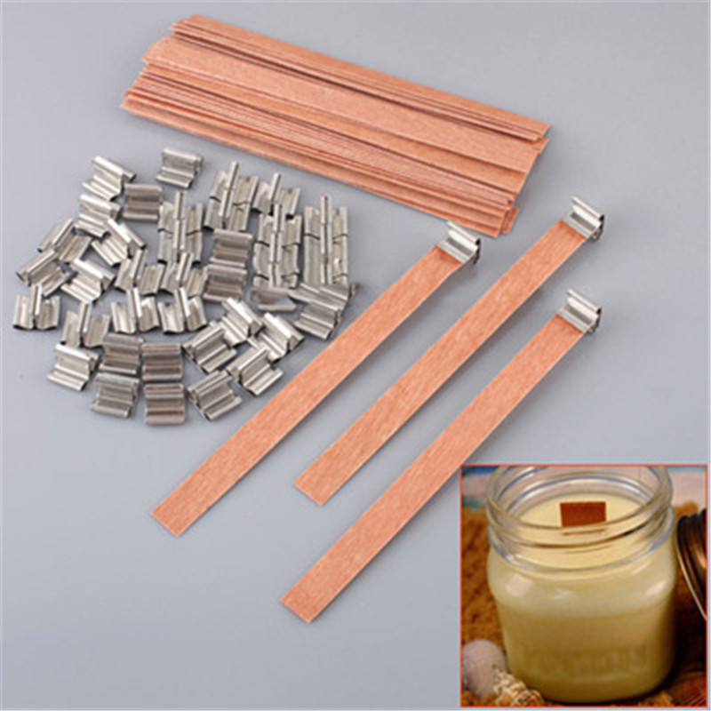 40 stücke 8mm 12,5mm 13mm Holz Kerzen Docht Kerne mit Eisen Steht Erhalter Kerze Docht Ader Handgemachte DIY Wachs Wohnkultur Handwerk