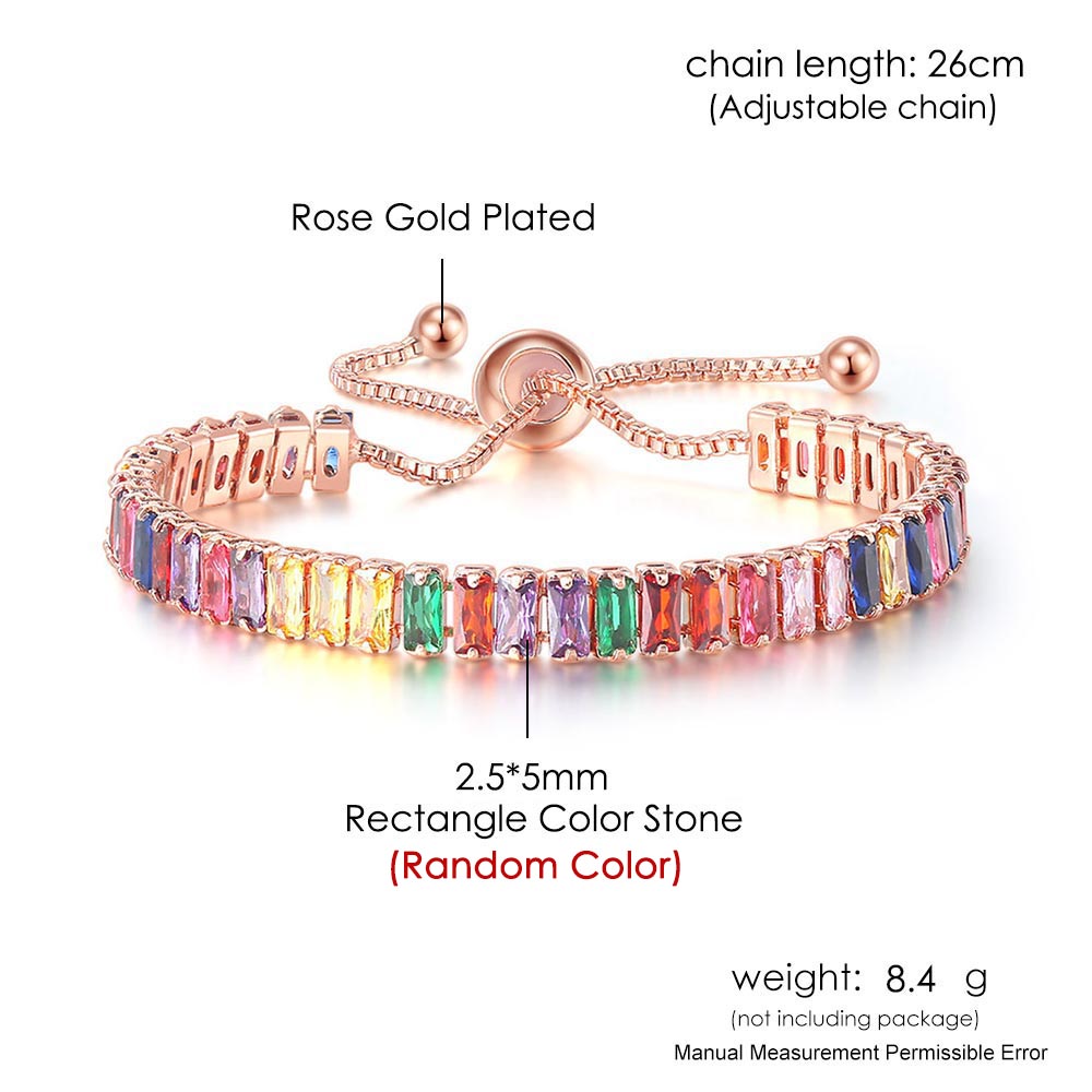 Braccialetti da Tennis multicolori regolabili per le donne signore matrimonio arcobaleno colorato zircone braccialetto di fascino mano catena gioielli DZH043