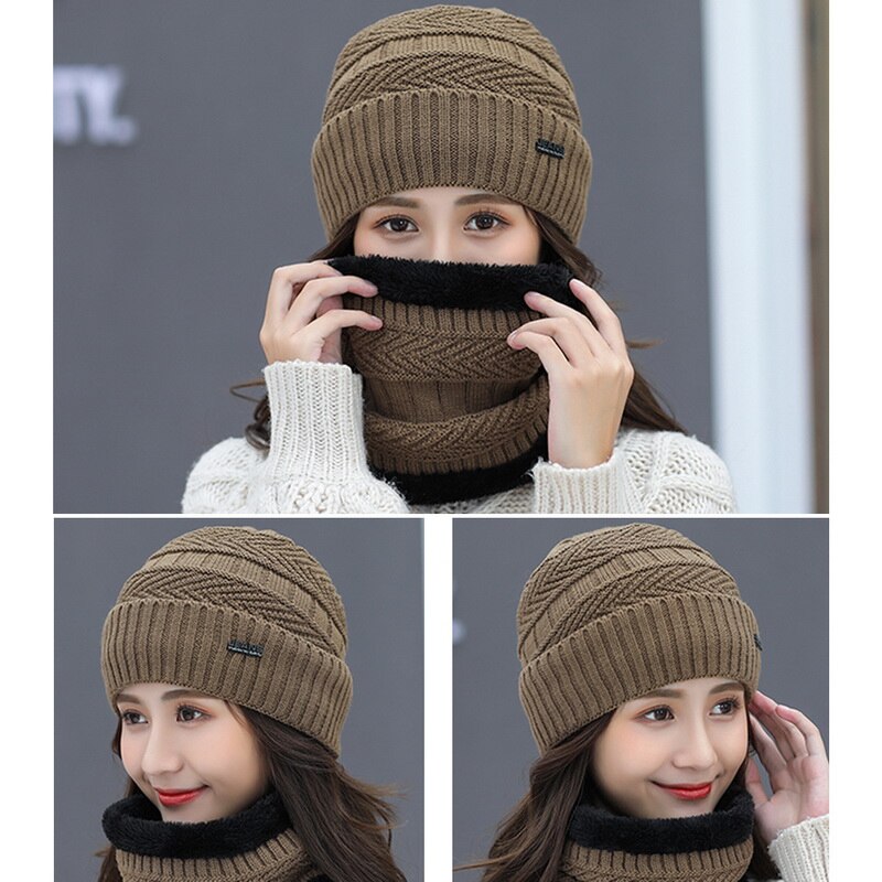 Mode Winter Muts Sjaal Warm Vrouwen Wollen Hoed En Gebreide Muts Winter Rijden Hoeden Fietsen Hoed Outdoor Winter Accessoires