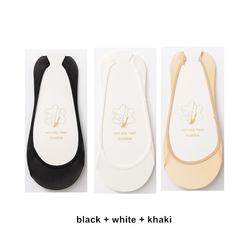 Women's Sock Slippers 3 Pairs Invisible Boat Slipper Socks Silicone Non-Slip High Heels Shoes Ice Silk Thin Half-Palm Suspender: 2