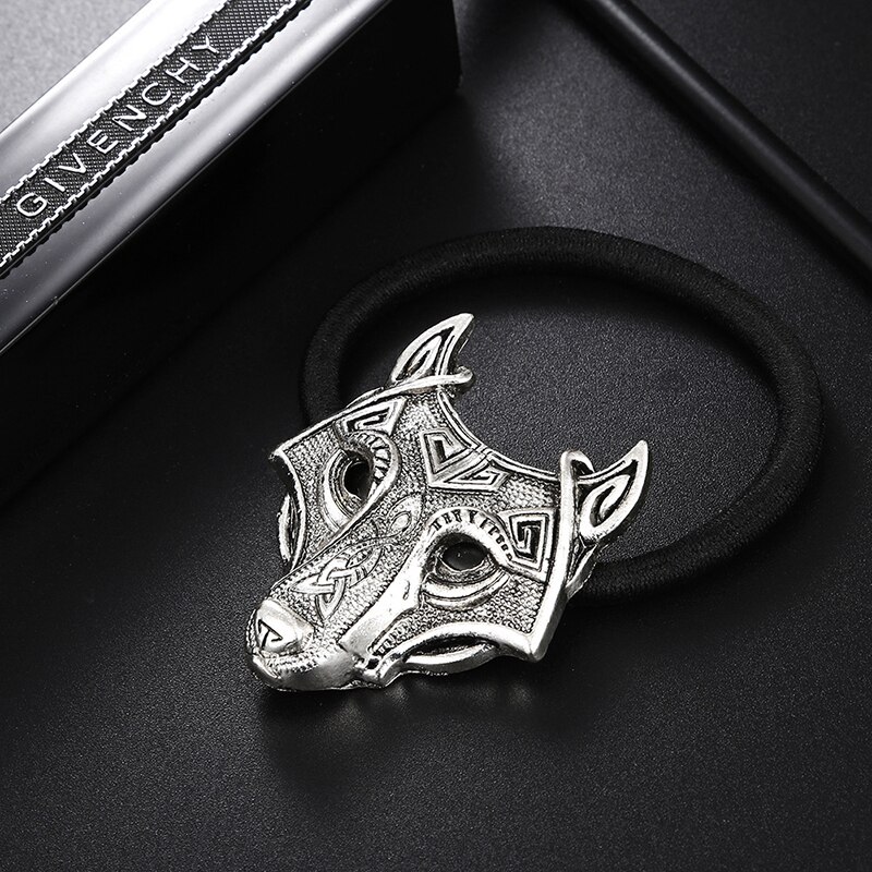 Mode Hoofd Sieraden Noord Vikings Wolf Haarbanden Wolf Hoofd Elastische Haar Elastiekjes Haar Touw Vrouwen