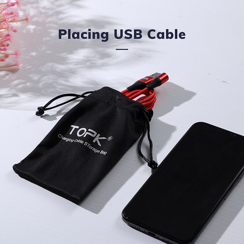 TOPK Energie Bank fallen Telefon Beutel für USB Ladegerät USB Kabel Telefon Speicher Kasten praktisch Zubehör 100*30mm