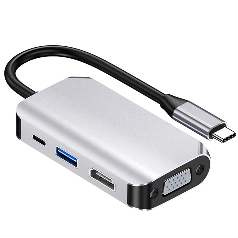 4 in 1 Type C to HDMI HUB USB 3.0 HUB TYPE C VGA PD 60W HDMI USB 3.0 Adapter Docking Station for Laptop Type C Hub Dock