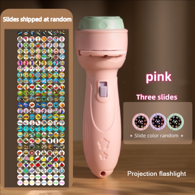 Projectorzaklamp Vroeg onderwijs educatieve ontwikkeling speelgoed kinderverlichting lichtgevende speelgoed cartoon patroon projector: Roze