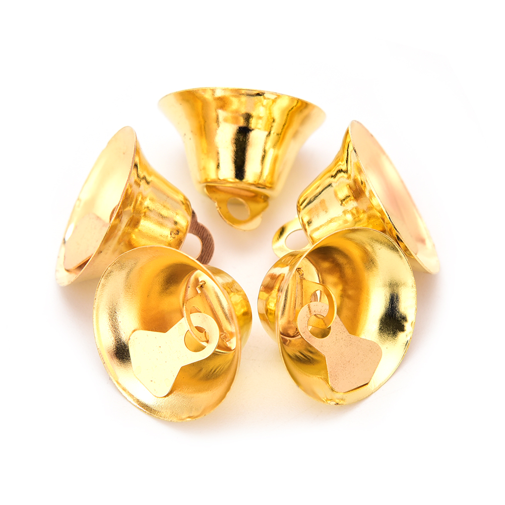 10 Stks/partij 20 Mm Gold/Silver Metal Trompet Bells Voor Kerstboom Opknoping Ornamenten Hangers Decor Wind Chime Accessoires: Gold