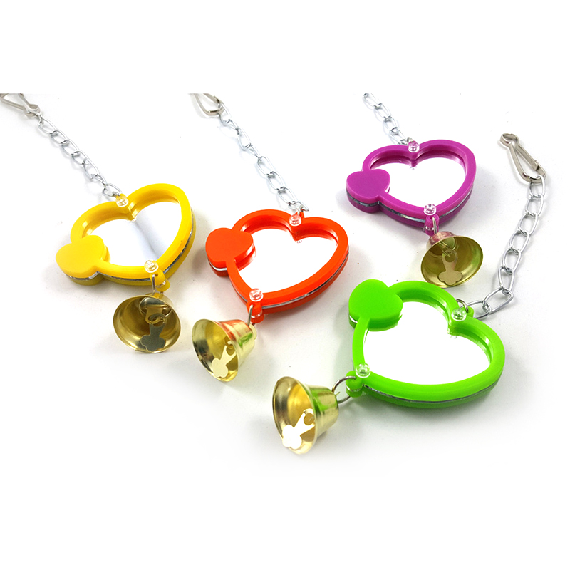 1pc Funny Mini Bird Mirror Toys Stand Mirror Parrots Play Toys Random colors