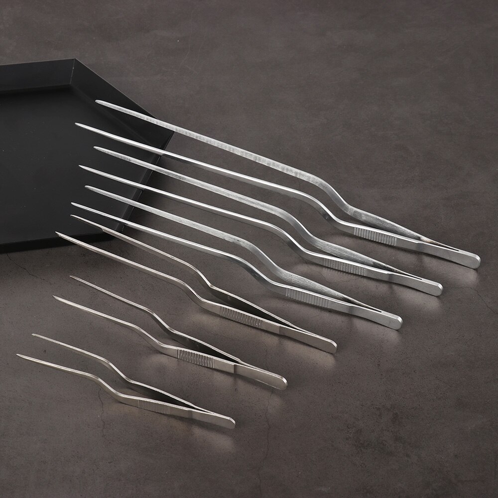 1PC Various Sizes Plating Chef Food MiniTweezer BBQ Clip Barbecue Tongs Serving Presentation Stainless Steel Offset Kitchen Tool