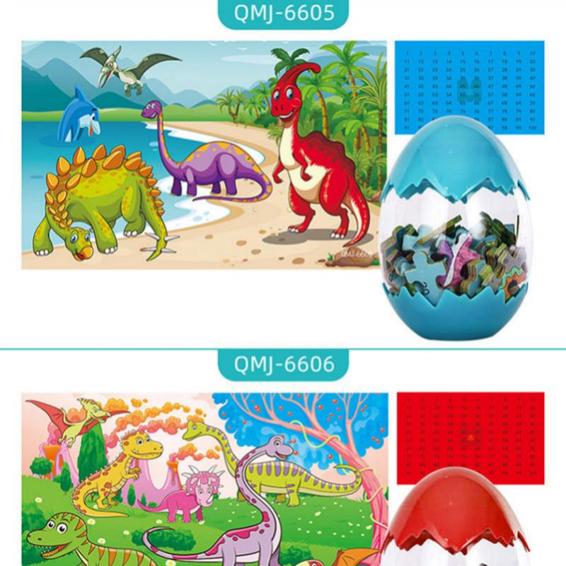 60pcs Wooden Christmas Dinosaur Puzzle Toy Dinosaur Egg Packaging 3D Mini Puzzle Board Decoration Toy