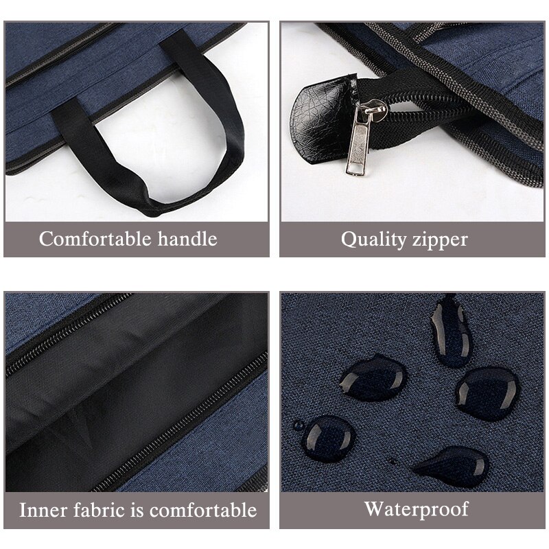 Bolsa acolchada impermeable para hombre, bolso de documentos para ordenador portátil y oficina, maletín doble, organizador masculino para documentos