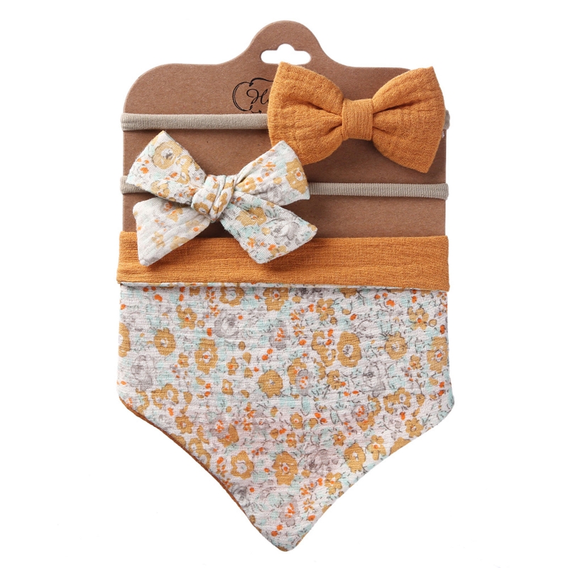 3 pz/set cotone bavaglino fiocco fascia pulsante regolabile triangolo Saliva asciugamano stampa neonato ragazzo ragazza alimentazione Burp panno: 8