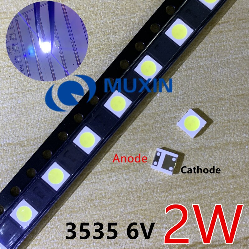 200pcs 2W 6V 3535 TV Backlight LED SMD Diodes Cool White LCD TV Backlight Televisao TV Backlit Diod Lamp Repair Application