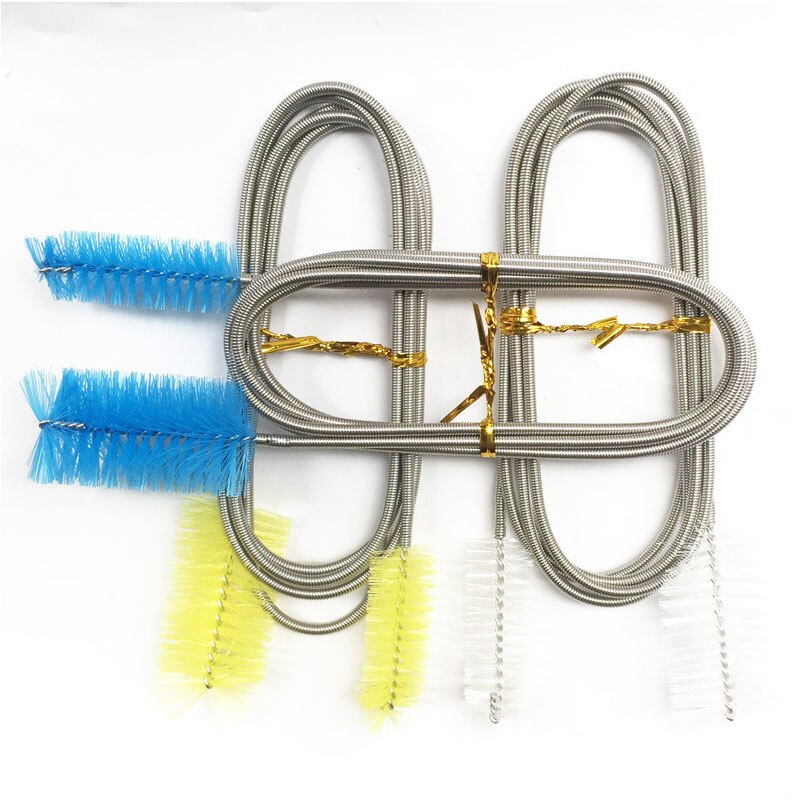 Akvarium rengöringsborste för vattenslang lily pipe luftrör rostfritt stål flexibelt böjt rör dubbelt huvud borste akvarium renare